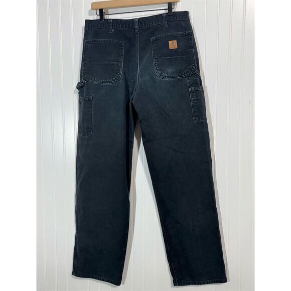 Carhartt B11 Work Dungarees Pants 38x34 Black Cotton Utility Carpenter Jeans USA - Picture 3 of 5
